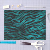 Blauwgroen en zwarte Ombre Glam Glitter Tiger Stri Tissuepapier (Craft)