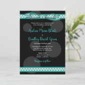 Blauwgroen en zwarte pokdots kaart (Staand voorkant)