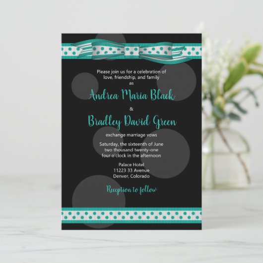 Blauwgroen en zwarte pokdots kaart (Staand voorkant)