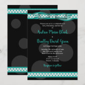 Blauwgroen en zwarte pokdots kaart (Voorkant / Achterkant)