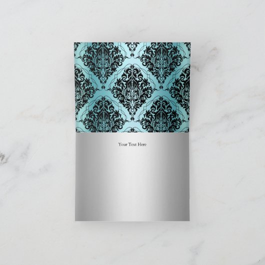 Blauwgroen en zwarte prinses Tiara bedankkaart (Binnen)