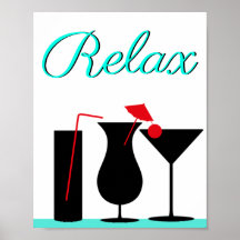 Blauwgroen en zwarte Relax Sign. for Kitchen
