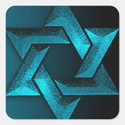 Blauwgroen en zwarte ster van David Vierkante Sticker (Voorkant)