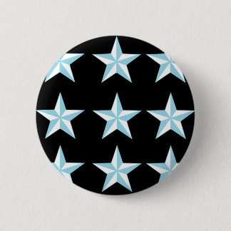 Blauwgroen en zwarte sterren ronde button 5,7 cm