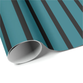 Blauwgroen en zwarte streep cadeaupapier