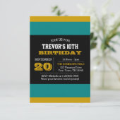 Blauwgroen en zwarte uitnodiging van het Team van  (Staand voorkant)