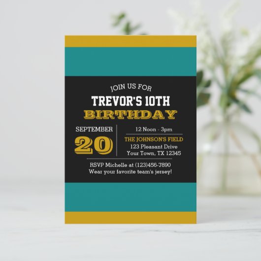 Blauwgroen en zwarte uitnodiging van het Team van  (Staand voorkant)