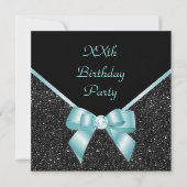 Blauwgroen en zwarte uitnodiging voor geboorte (Voorkant)