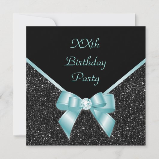 Blauwgroen en zwarte uitnodiging voor geboorte (Voorkant)