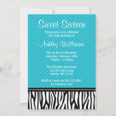 Blauwgroen en zwarte Zebra poladots 16 Kaart (Voorkant)