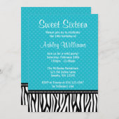 Blauwgroen en zwarte Zebra poladots 16 Kaart (Voorkant / Achterkant)