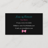 Blauwgroen en zwarte zebra Print Girly Pink Bow Visitekaartje (Achterkant)