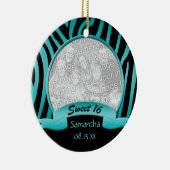 Blauwgroen en zwarte Zebra Sweet 16 Ornament (Rechts)