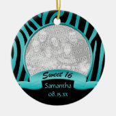 Blauwgroen en zwarte Zebra Sweet 16 Ornament (Voorkant)
