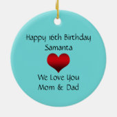 Blauwgroen en zwarte Zebra Sweet 16 Ornament (Achterkant)