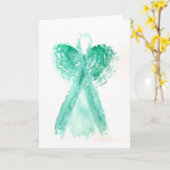 Blauwgroen engel van Kolleen 2 Kaart (Gele Bloem)