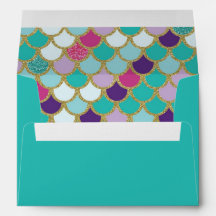 Blauwgroen Envelope Zeemeermin Schalen Gouden Glit