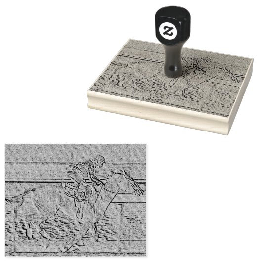 Blauwgroen Etched Look Paardenrennen Silhouet Rubberstempel (Gestempeld)