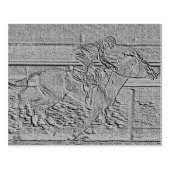 Blauwgroen Etched Look Paardenrennen Silhouet Rubberstempel (Afrduk)