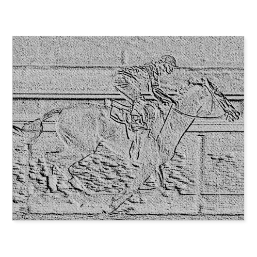 Blauwgroen Etched Look Paardenrennen Silhouet Rubberstempel (Afrduk)