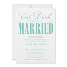 Blauwgroen Eten, Drink & Trouwen | bruiloft uitnod