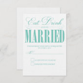 Blauwgroen Eten, Drink & Trouwen | Response Kaart (Voorkant / Achterkant)