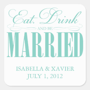 Blauwgroen Eten, Drink & Trouwen   STICKERS