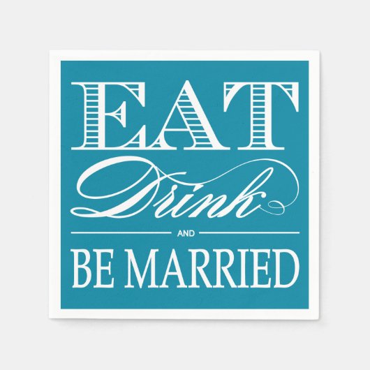 Blauwgroen eten, Drinken en trouwen bruiloft serve Servet (Voorkant)