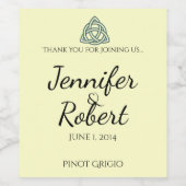 Blauwgroen etiket met Keltische knoop Wine (Enkel label)