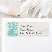 Blauwgroen etiket van Floral en hout (Insitu)