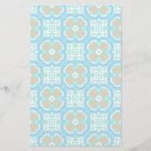 Blauwgroen etnisch patroon briefpapier (Voorkant)