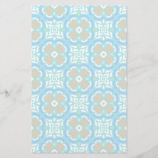 Blauwgroen etnisch patroon briefpapier (Voorkant)