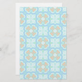 Blauwgroen etnisch patroon briefpapier (Voorkant / Achterkant)