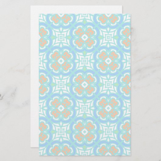 Blauwgroen etnisch patroon briefpapier (Voorkant / Achterkant)