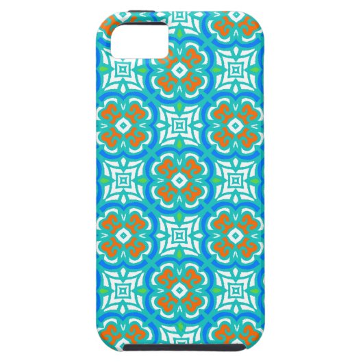 Blauwgroen etnisch patroon Case-Mate iPhone case (Achterkant)