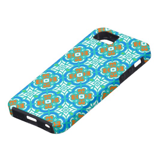 Blauwgroen etnisch patroon Case-Mate iPhone case (Onderkant)