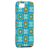 Blauwgroen etnisch patroon Case-Mate iPhone case (Back/Rechts)