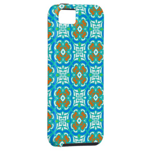 Blauwgroen etnisch patroon Case-Mate iPhone case (Back/Rechts)