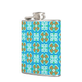 Blauwgroen etnisch patroon heupfles (Links)