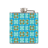 Blauwgroen etnisch patroon heupfles (Achterkant)