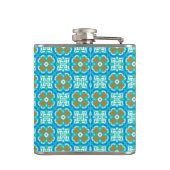 Blauwgroen etnisch patroon heupfles (Achterkant)