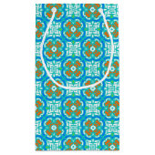 Blauwgroen etnisch patroon klein cadeauzakje (Achterkant)