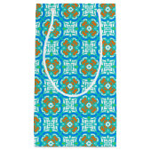 Blauwgroen etnisch patroon klein cadeauzakje (Voorkant)