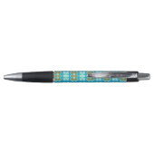 Blauwgroen etnisch patroon pen (Achterkant)
