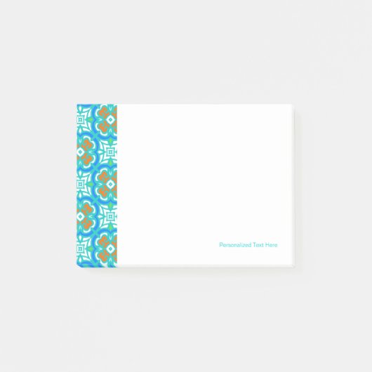 Blauwgroen etnisch patroon post-it® notes (Voorkant)