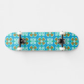Blauwgroen etnisch patroon skateboard (Horizontaal)