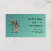 Blauwgroen evenementenplanner voor tropische palmb visitekaartje (Voorkant)