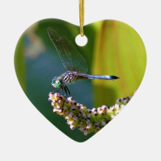 Blauwgroen-eyed Dragonfly Keramisch Ornament (Voorkant)