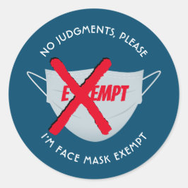 Blauwgroen | FACE MASK-VRIJSTELLING Ronde Sticker