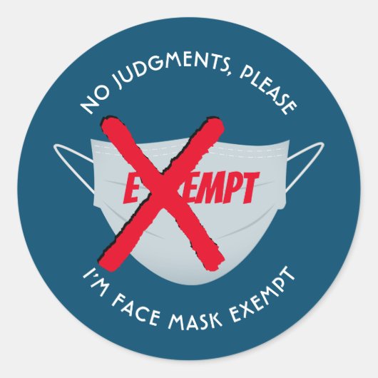 Blauwgroen | FACE MASK-VRIJSTELLING Ronde Sticker (Voorkant)